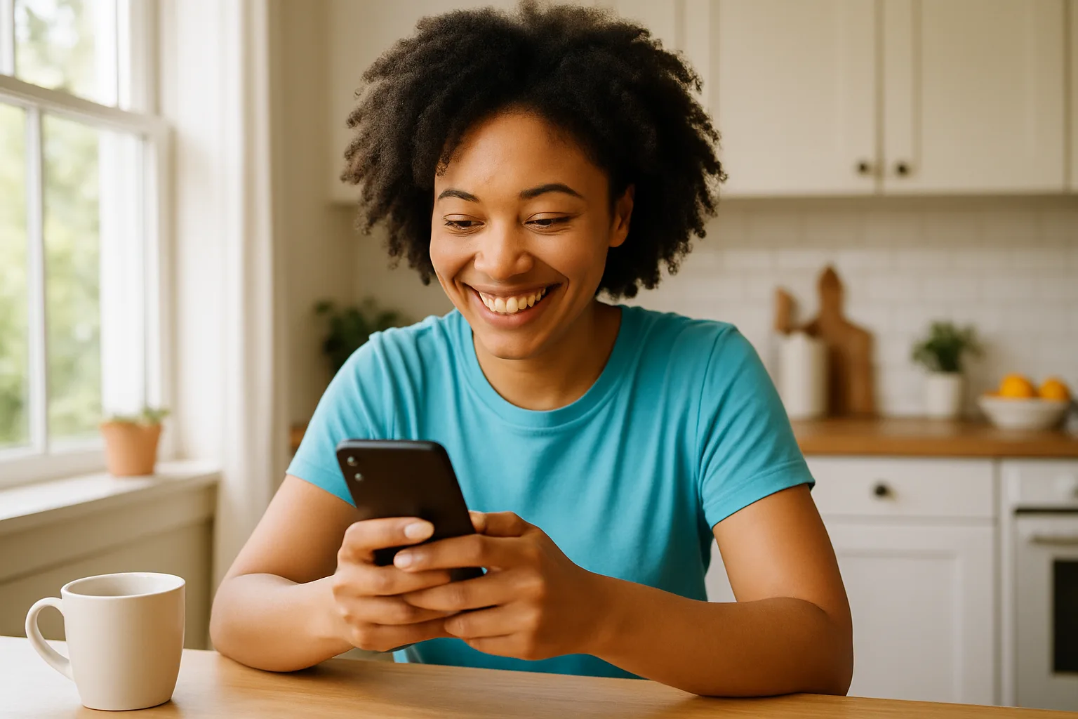 Person smiling while messaging on a smartphone — start dating in Isle Of Man